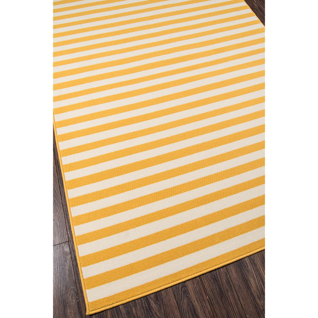 Momeni Baja BAJ-1 Yellow Indoor / Outdoor Rug &amp; Runner - Sun and Fade Resistant All-Weather Rug with Low Pile and Striped Design