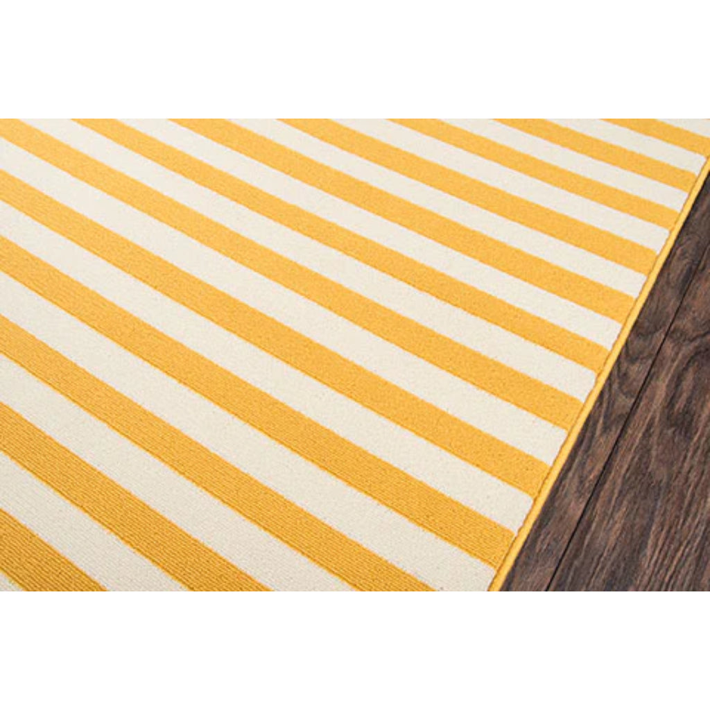 Momeni Baja BAJ-1 Yellow Indoor / Outdoor Rug &amp; Runner - Sun and Fade Resistant All-Weather Rug with Low Pile and Striped Design