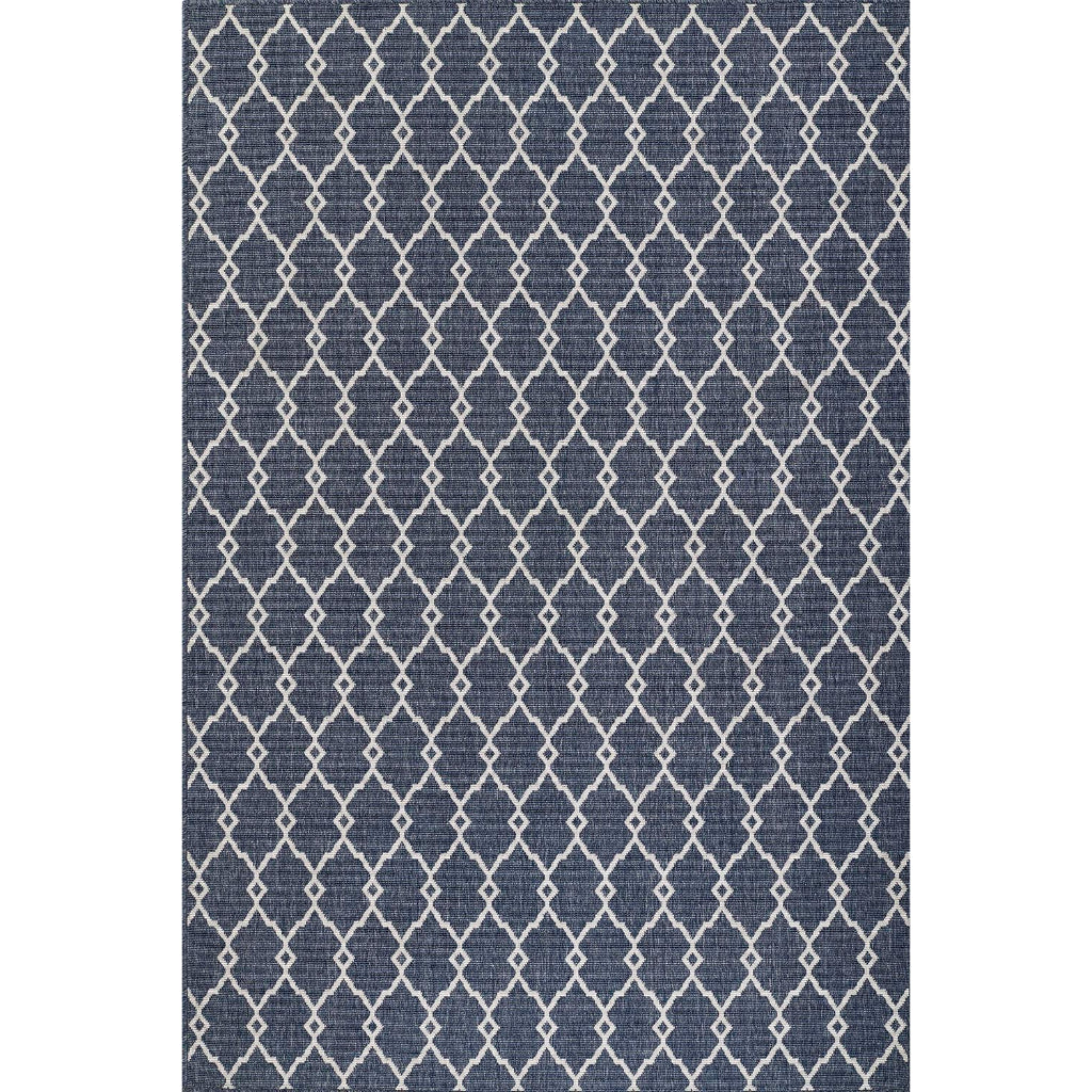 Momeni Baja BAJ-2 Denim Indoor / Outdoor Rug & Runner - Sun and Fade Resistant All-Weather Rug with Low Pile and Geometric Design-