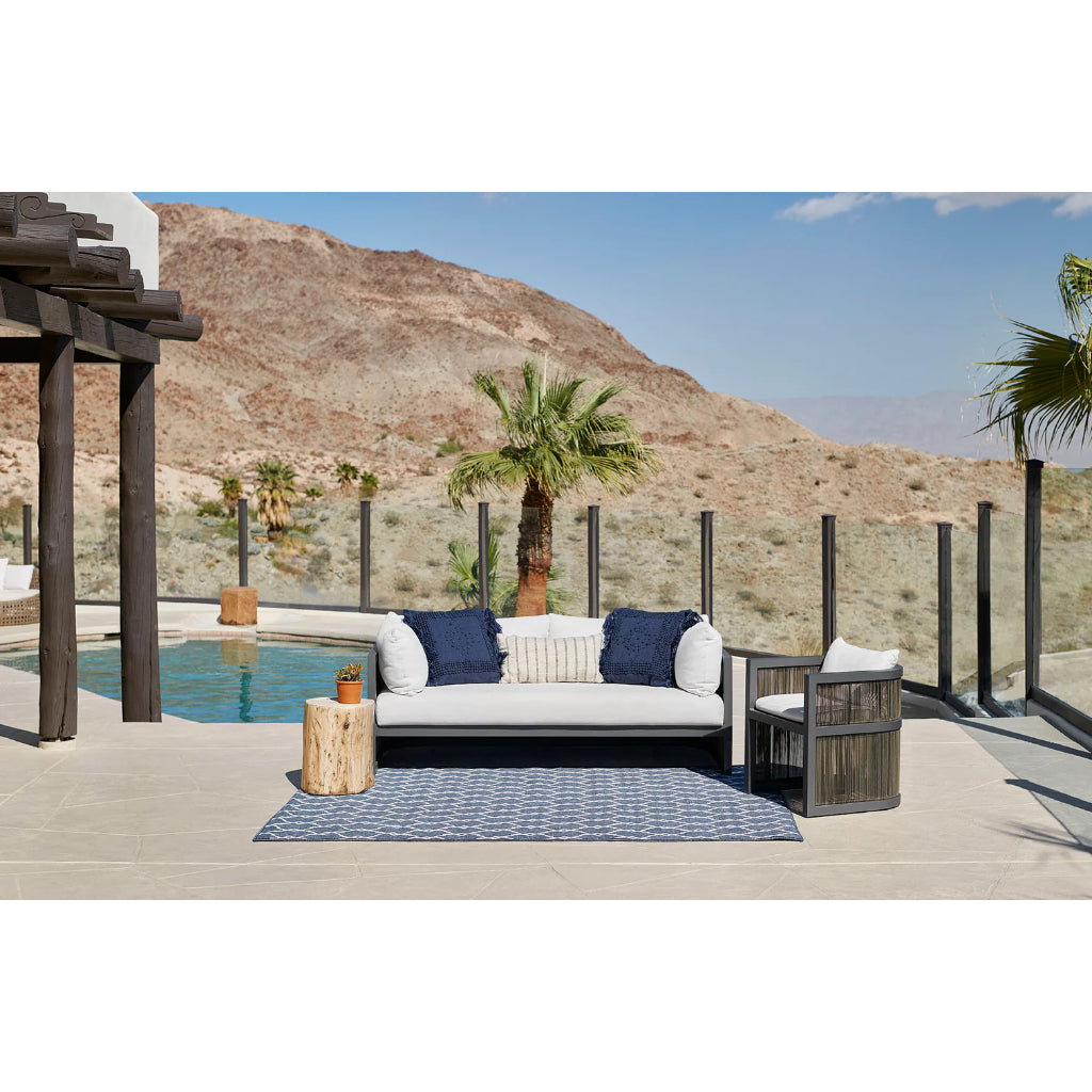 Momeni Baja BAJ-2 Denim Indoor / Outdoor Rug & Runner - Sun and Fade Resistant All-Weather Rug with Low Pile and Geometric Design-