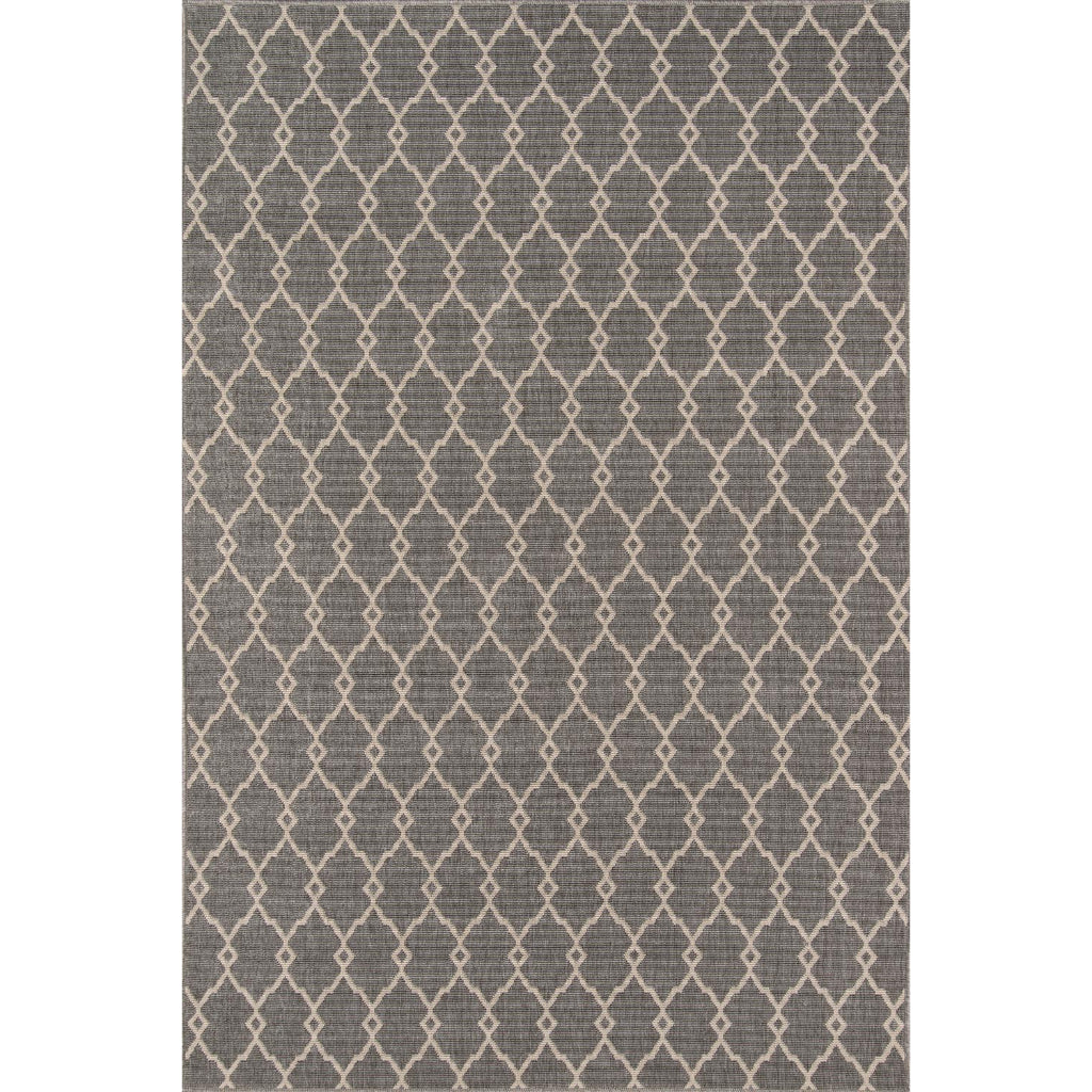 Momeni Baja BAJ-2 Gray Indoor / Outdoor Rug & Runner - Sun and Fade Resistant All-Weather Rug with Low Pile and Geometric Design-