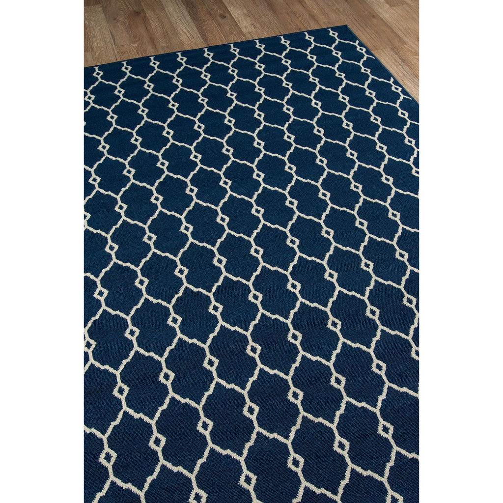 Momeni Baja BAJ-2 Navy Indoor / Outdoor Rug &amp; Runner - Sun and Fade Resistant All-Weather Rug with Low Pile and Geometric Design