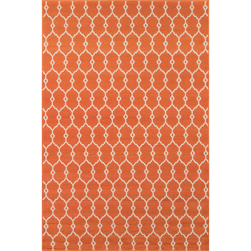 Momeni Baja BAJ-2 Orange Indoor / Outdoor Rug & Runner - Sun and Fade Resistant All-Weather Rug with Low Pile and Geometric Design-