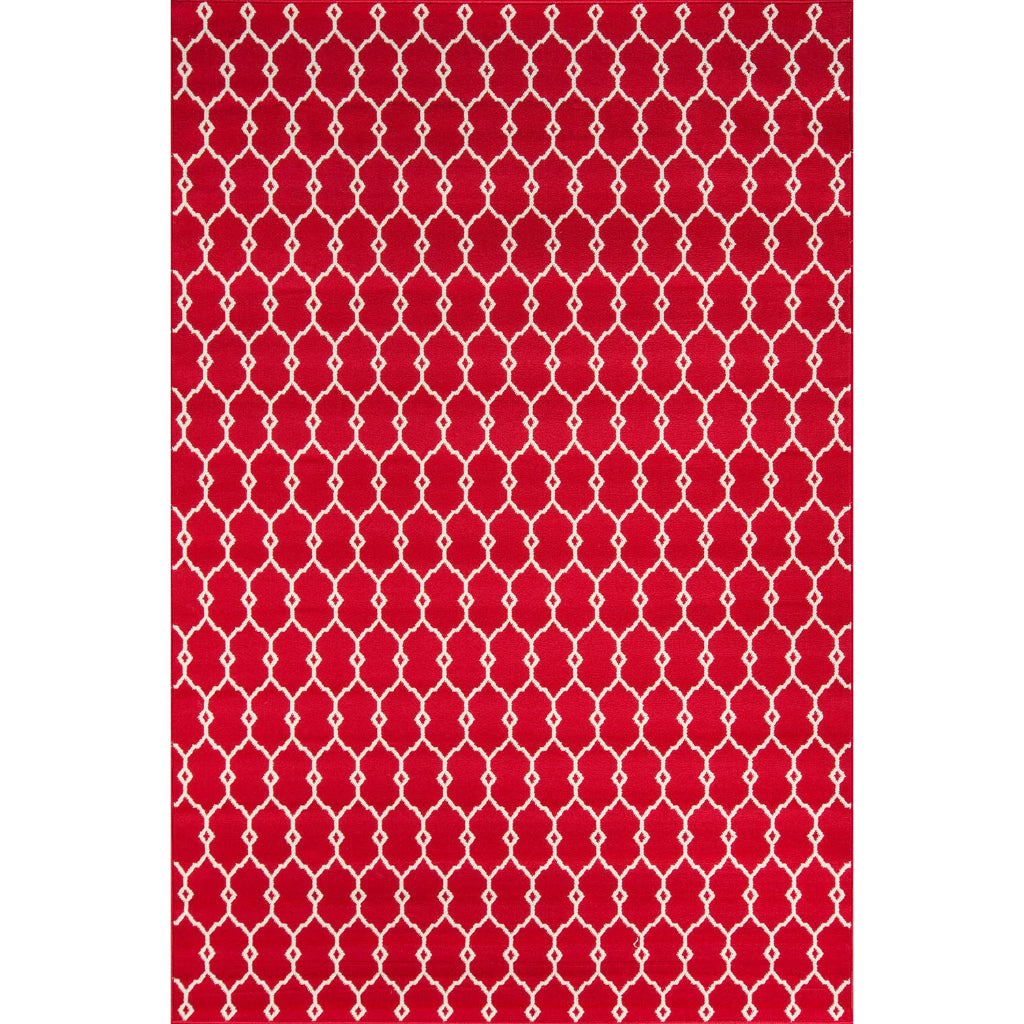 Momeni Baja BAJ-2 Red Indoor / Outdoor Rug & Runner - Sun and Fade Resistant All-Weather Rug with Low Pile and Geometric Design-