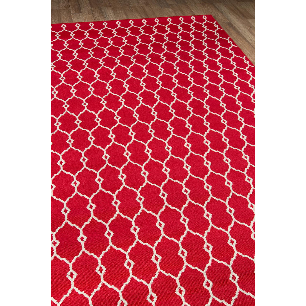 Momeni Baja BAJ-2 Red Indoor / Outdoor Rug &amp; Runner - Sun and Fade Resistant All-Weather Rug with Low Pile and Geometric Design