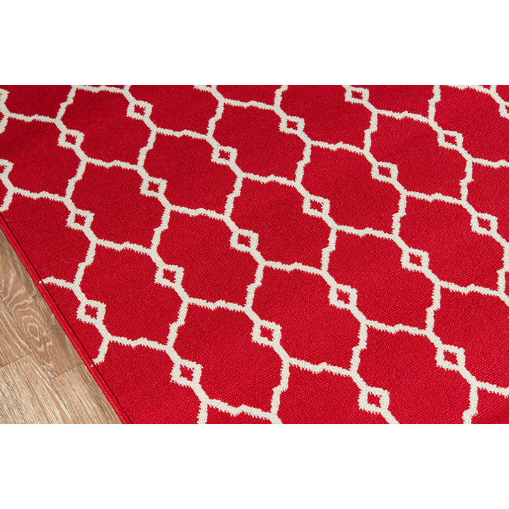 Momeni Baja BAJ-2 Red Indoor / Outdoor Rug &amp; Runner - Sun and Fade Resistant All-Weather Rug with Low Pile and Geometric Design