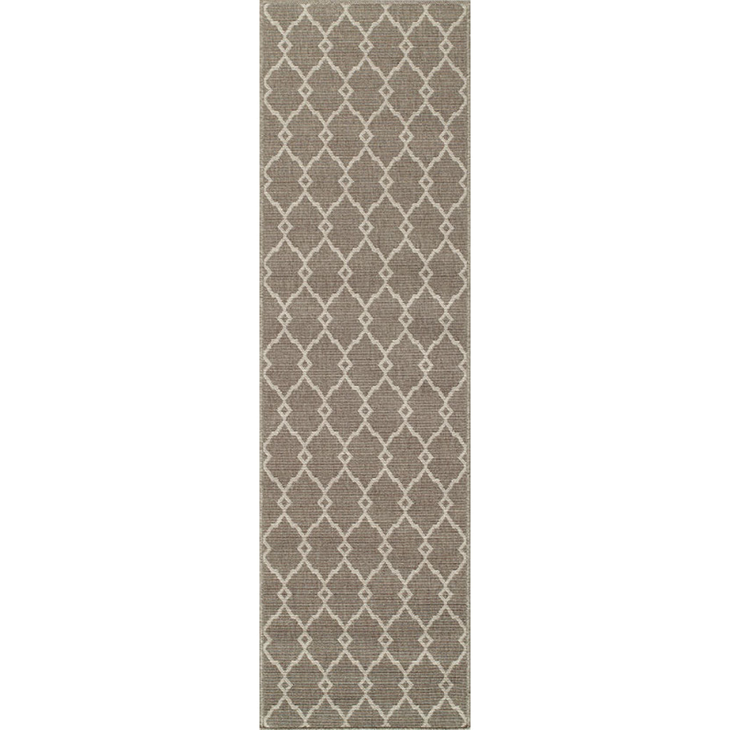 Momeni Baja BAJ-2 Taupe Indoor / Outdoor Rug &amp; Runner - Sun and Fade Resistant All-Weather Rug with Low Pile and Geometric Design