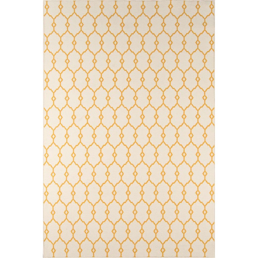 Momeni Baja BAJ-2 Yellow Indoor / Outdoor Rug & Runner - Sun and Fade Resistant All-Weather Rug with Low Pile and Geometric Design-
