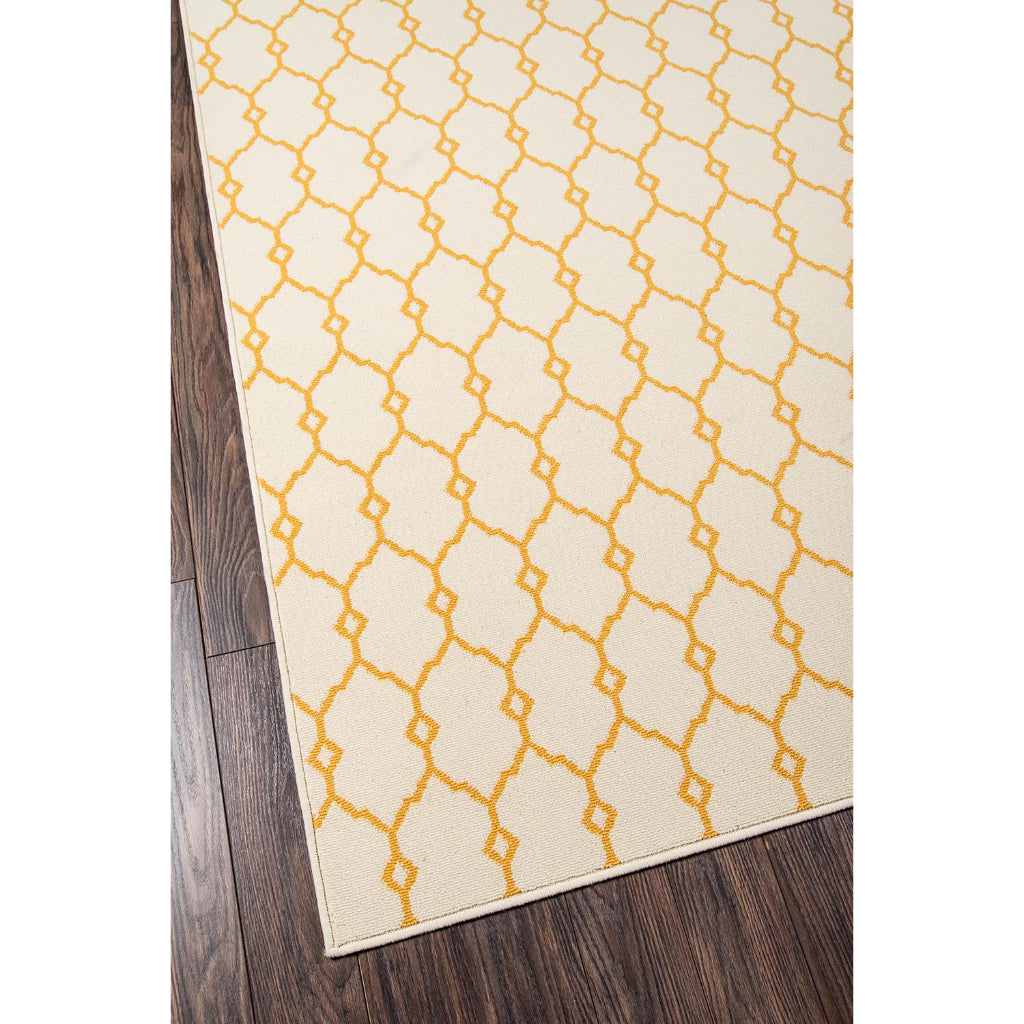 Momeni Baja BAJ-2 Yellow Indoor / Outdoor Rug &amp; Runner - Sun and Fade Resistant All-Weather Rug with Low Pile and Geometric Design