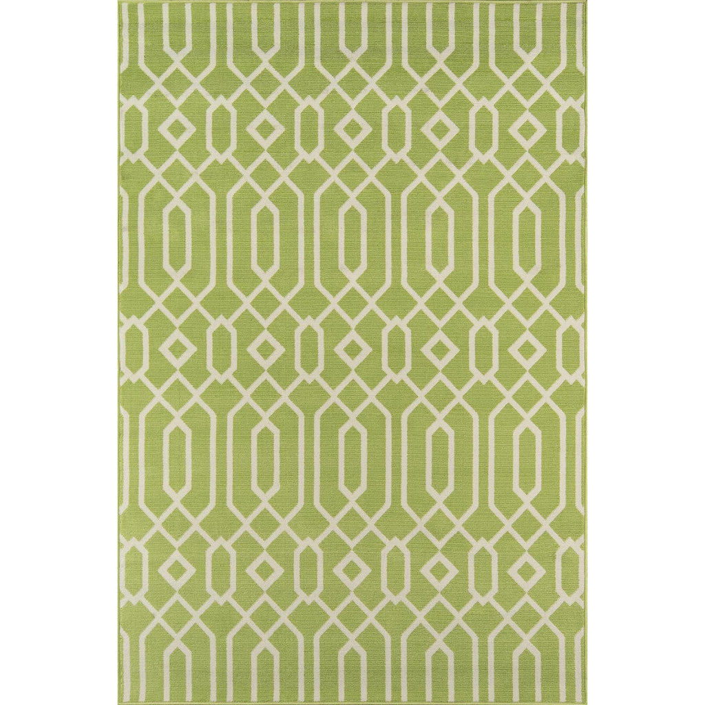 Momeni Baja BAJ-3 Green Indoor / Outdoor Rug & Runner - Sun and Fade Resistant All-Weather Rug with Low Pile and Modern Geometric Design-