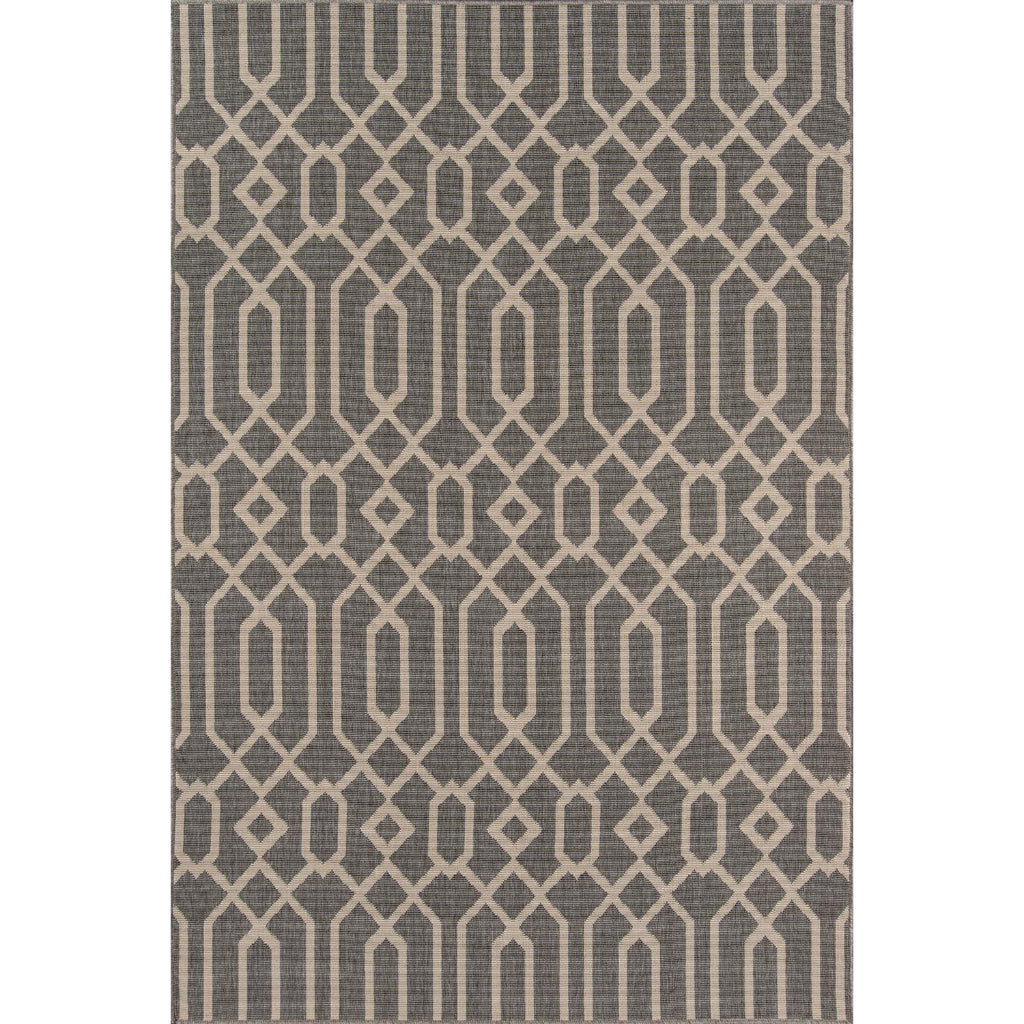 Momeni Baja BAJ-3 Gray Indoor / Outdoor Rug & Runner - Sun and Fade Resistant All-Weather Rug with Low Pile and Modern Geometric Design-