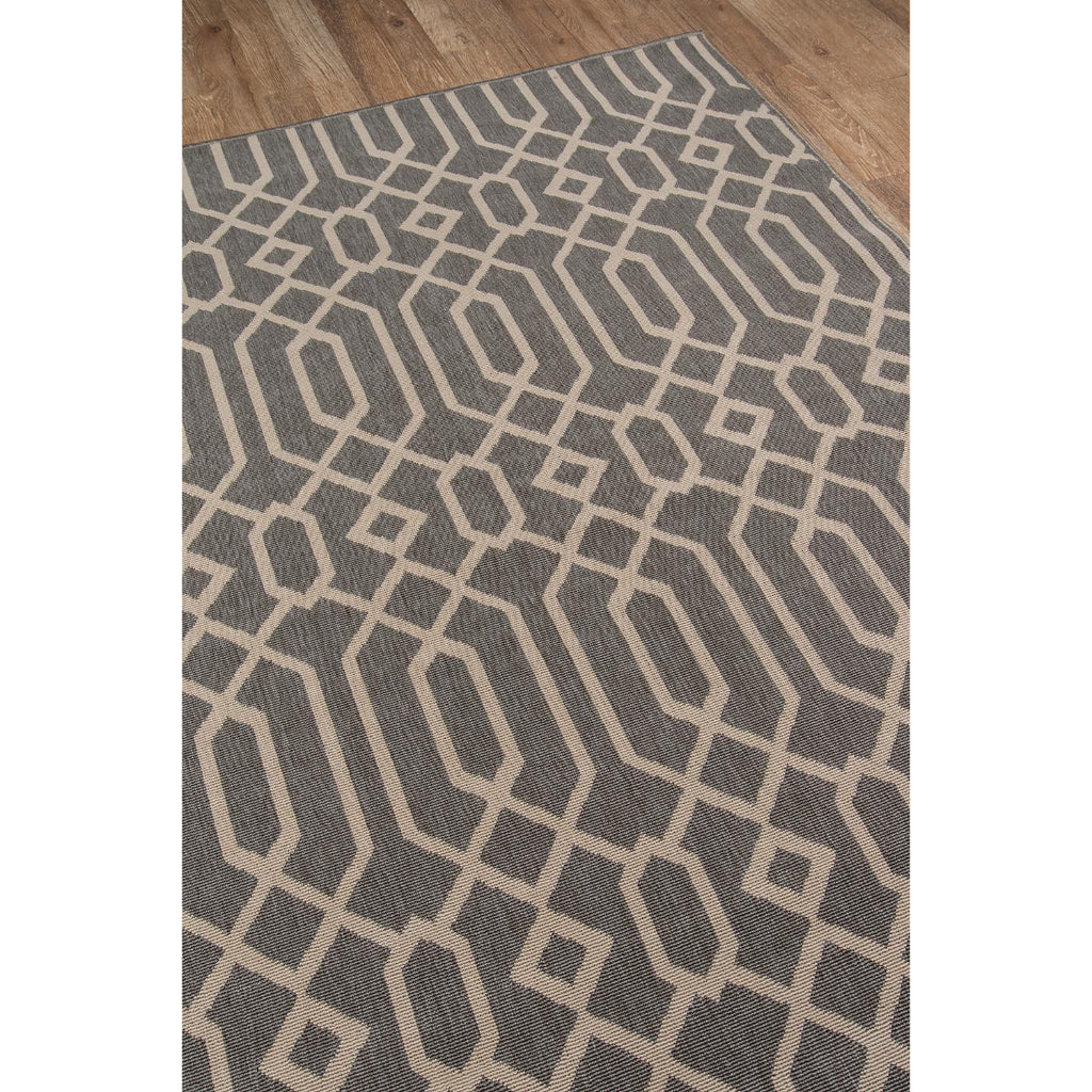 Momeni Baja BAJ-3 Gray Indoor / Outdoor Rug & Runner - Sun and Fade Resistant All-Weather Rug with Low Pile and Modern Geometric Design-