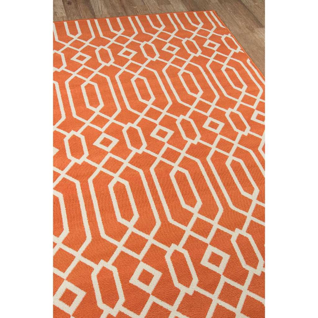 Momeni Baja BAJ-3 Orange Indoor / Outdoor Rug &amp; Runner - Sun and Fade Resistant All-Weather Rug with Low Pile and Modern Geometric Design