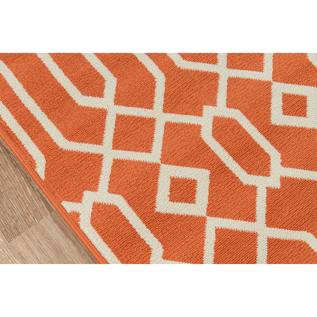 Momeni Baja BAJ-3 Orange Indoor / Outdoor Rug &amp; Runner - Sun and Fade Resistant All-Weather Rug with Low Pile and Modern Geometric Design