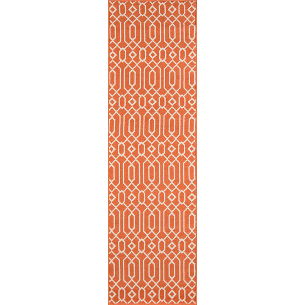 Momeni Baja BAJ-3 Orange Indoor / Outdoor Rug &amp; Runner - Sun and Fade Resistant All-Weather Rug with Low Pile and Modern Geometric Design