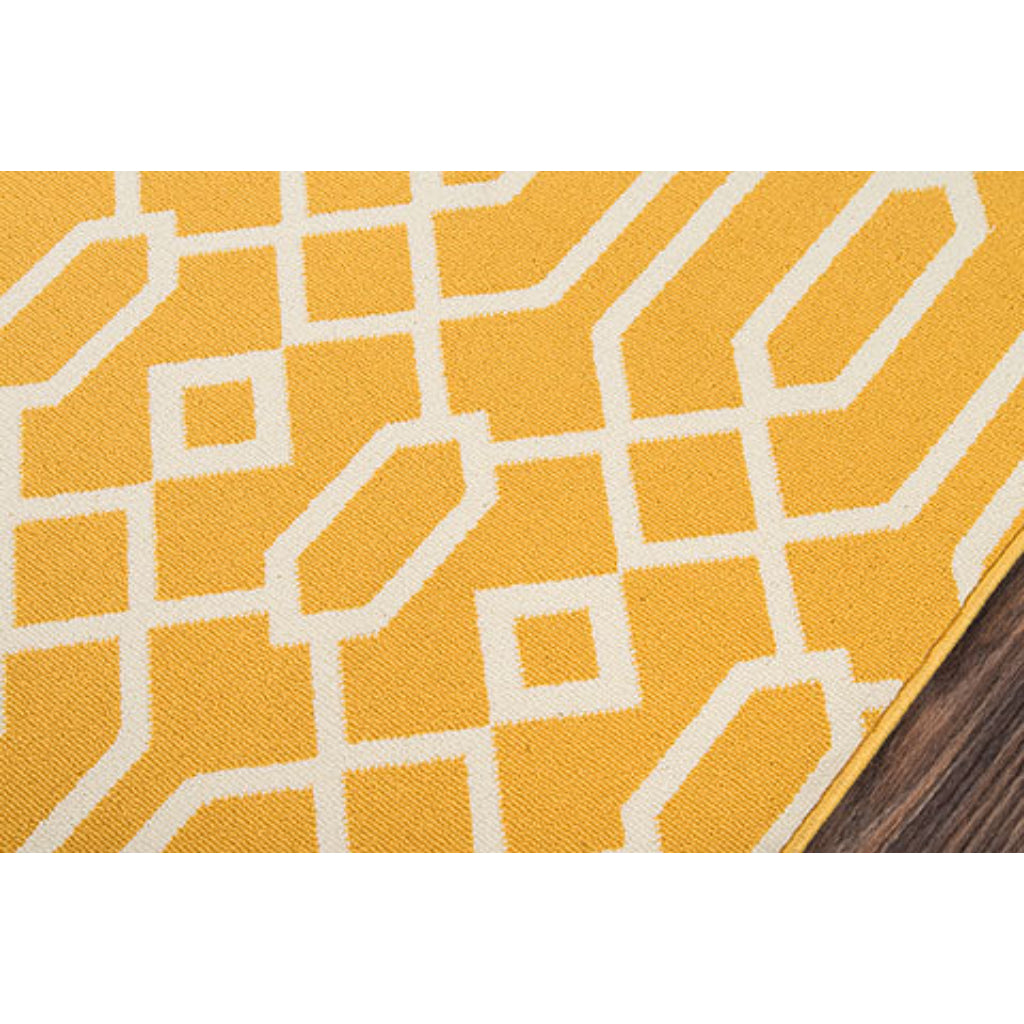 Momeni Baja BAJ-3 Yellow Indoor / Outdoor Rug &amp; Runner - Sun and Fade Resistant All-Weather Rug with Low Pile and Modern Geometric Design