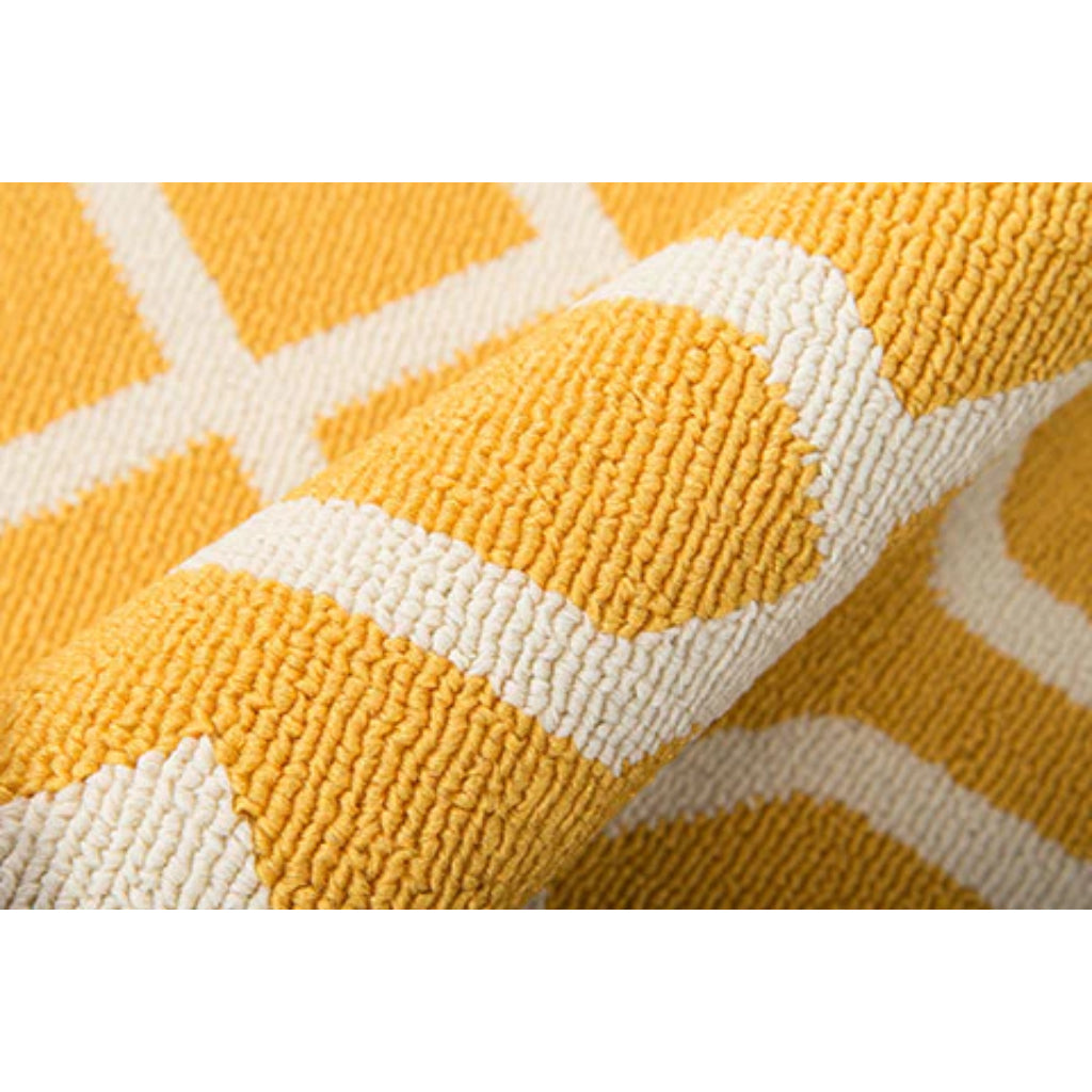 Momeni Baja BAJ-3 Yellow Indoor / Outdoor Rug &amp; Runner - Sun and Fade Resistant All-Weather Rug with Low Pile and Modern Geometric Design