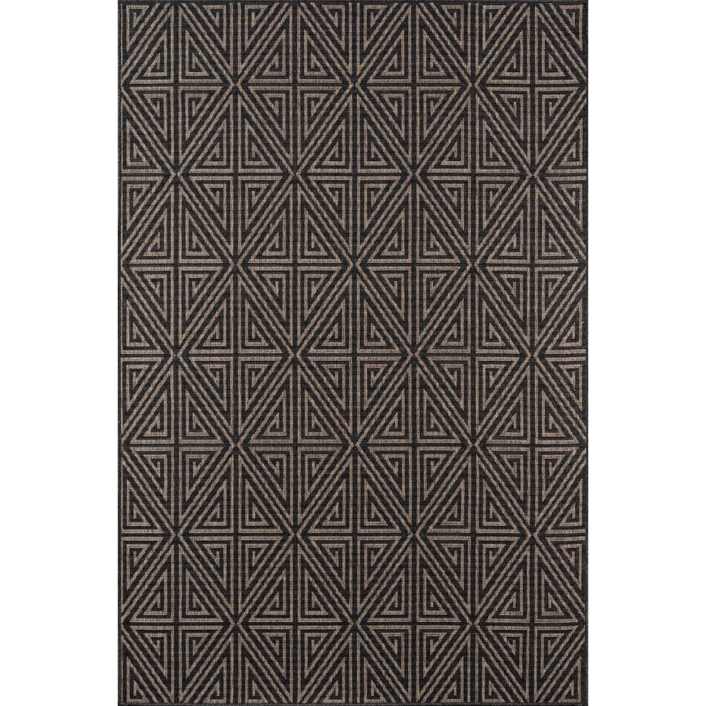 Momeni Baja BAJ-4 Charcoal Indoor / Outdoor Rug &amp; Runner - Sun and Fade Resistant All-Weather Rug with Low Pile and Modern Geometric Design