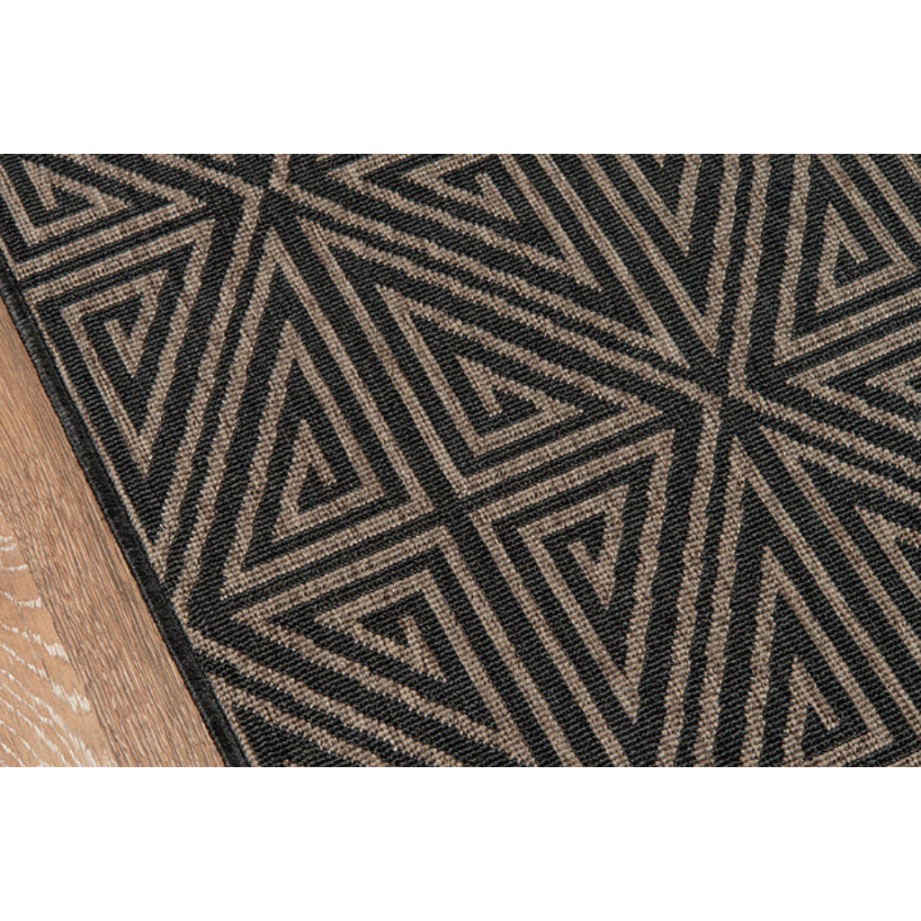 Momeni Baja BAJ-4 Charcoal Indoor / Outdoor Rug &amp; Runner - Sun and Fade Resistant All-Weather Rug with Low Pile and Modern Geometric Design