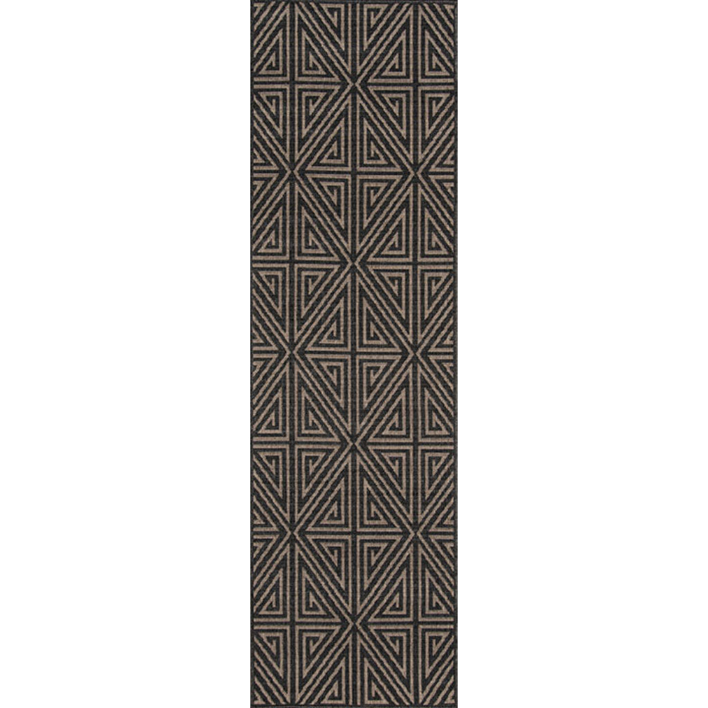 Momeni Baja BAJ-4 Charcoal Indoor / Outdoor Rug &amp; Runner - Sun and Fade Resistant All-Weather Rug with Low Pile and Modern Geometric Design