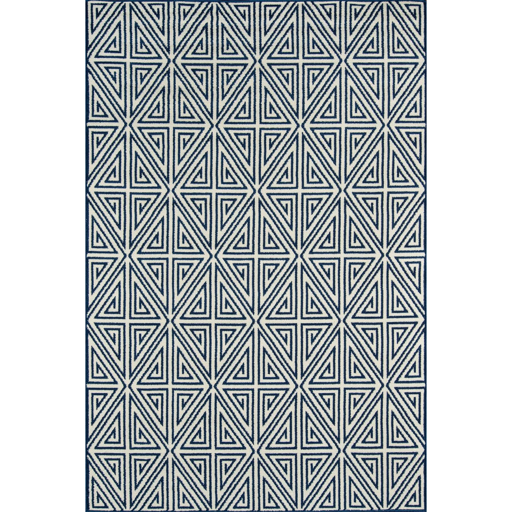 Momeni Baja BAJ-4 Navy Indoor / Outdoor Rug &amp; Runner - Sun and Fade Resistant All-Weather Rug with Low Pile and Modern Geometric Design