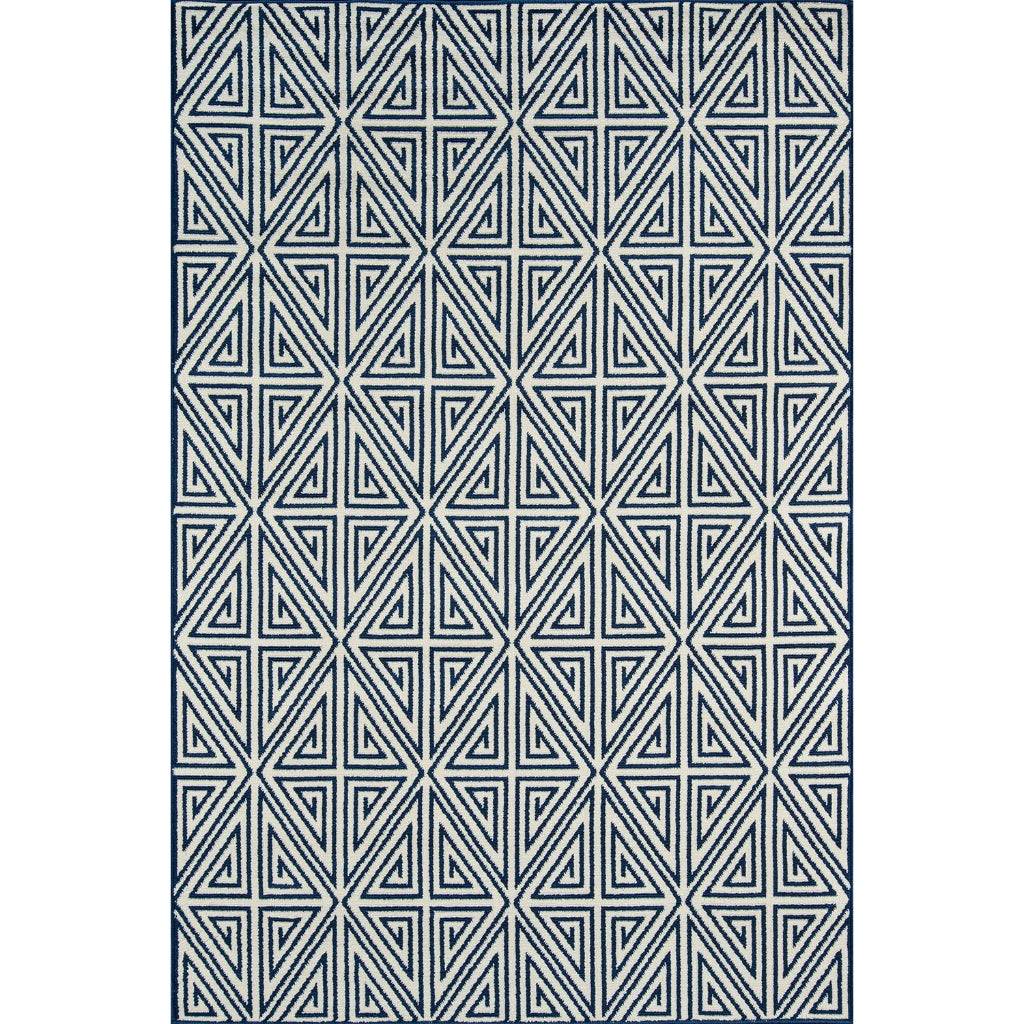 Momeni Baja BAJ-4 Navy Indoor / Outdoor Rug & Runner - Sun and Fade Resistant All-Weather Rug with Low Pile and Modern Geometric Design-