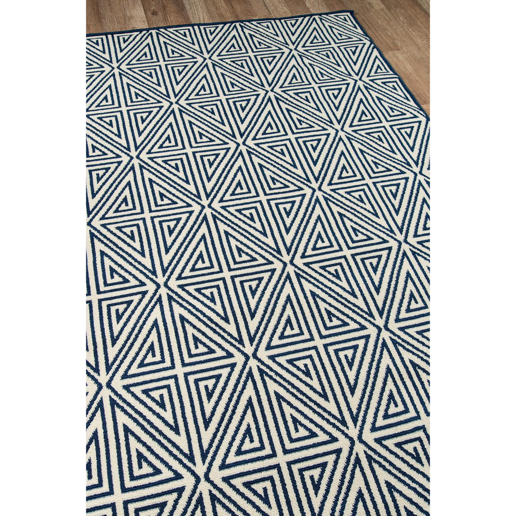 Momeni Baja BAJ-4 Navy Indoor / Outdoor Rug &amp; Runner - Sun and Fade Resistant All-Weather Rug with Low Pile and Modern Geometric Design