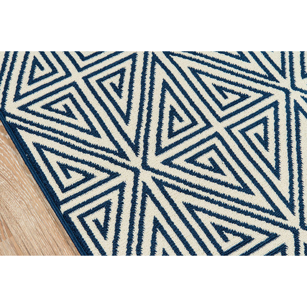 Momeni Baja BAJ-4 Navy Indoor / Outdoor Rug &amp; Runner - Sun and Fade Resistant All-Weather Rug with Low Pile and Modern Geometric Design