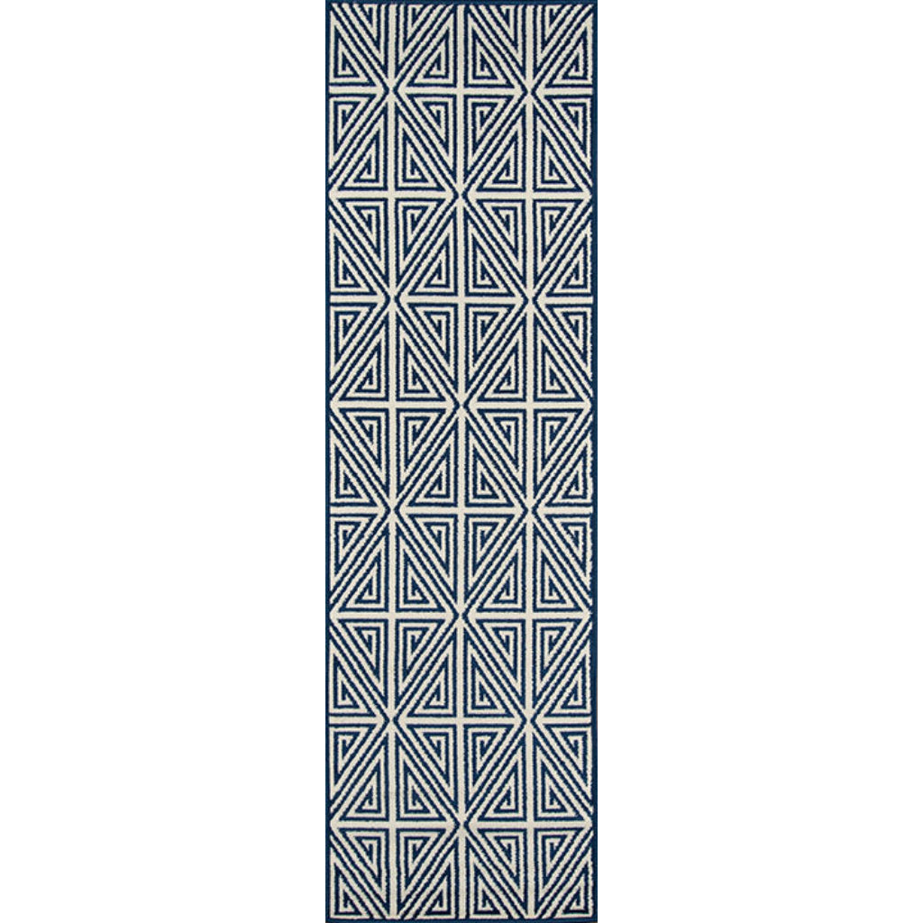 Momeni Baja BAJ-4 Navy Indoor / Outdoor Rug &amp; Runner - Sun and Fade Resistant All-Weather Rug with Low Pile and Modern Geometric Design