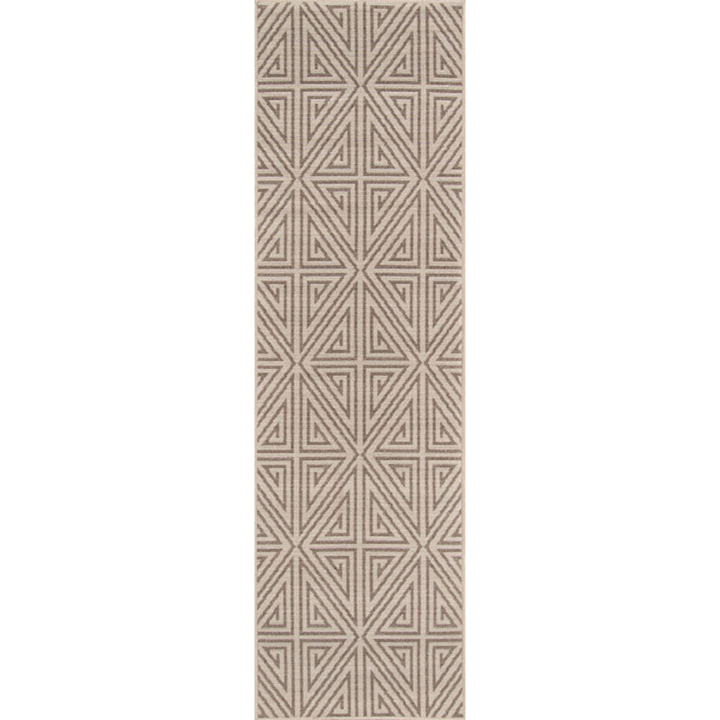 Momeni Baja BAJ-4 Taupe Indoor / Outdoor Rug &amp; Runner - Sun and Fade Resistant All-Weather Rug with Low Pile and Modern Geometric Design