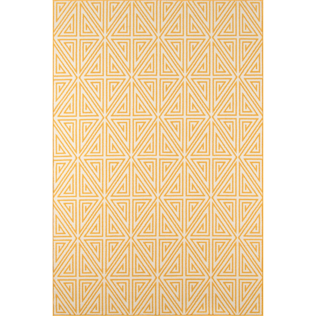Momeni Baja BAJ-4 Yellow Indoor / Outdoor Rug & Runner - Sun and Fade Resistant All-Weather Rug with Low Pile and Modern Geometric Design-