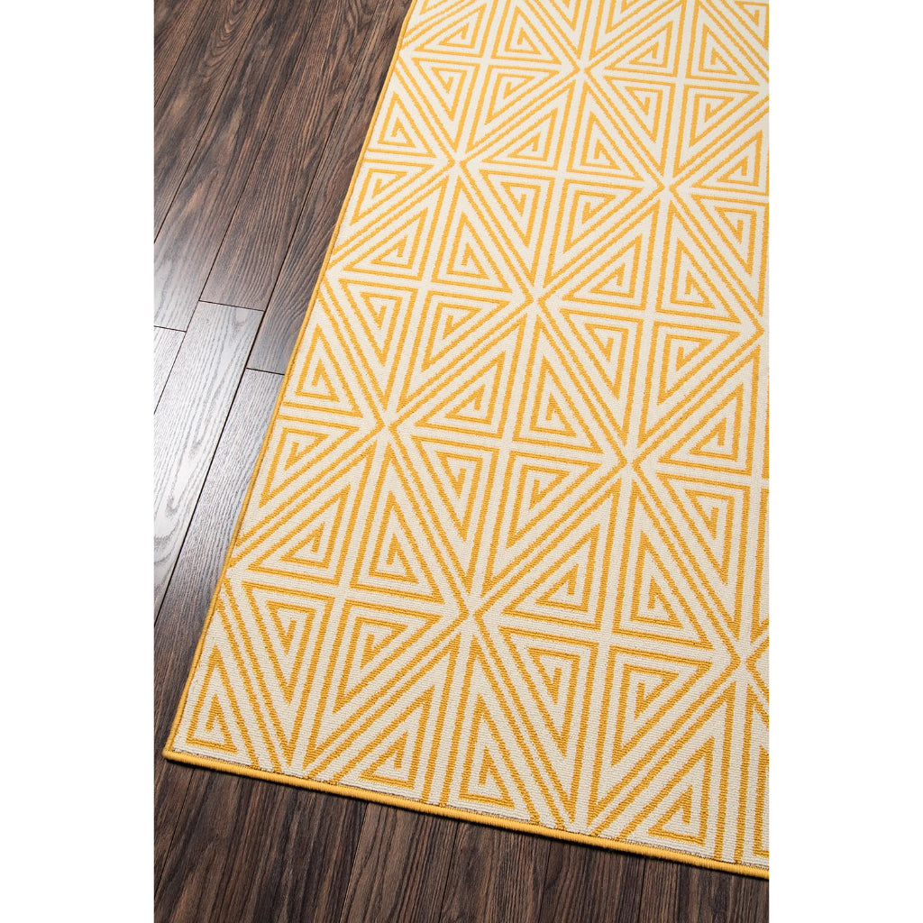 Momeni Baja BAJ-4 Yellow Indoor / Outdoor Rug & Runner - Sun and Fade Resistant All-Weather Rug with Low Pile and Modern Geometric Design-