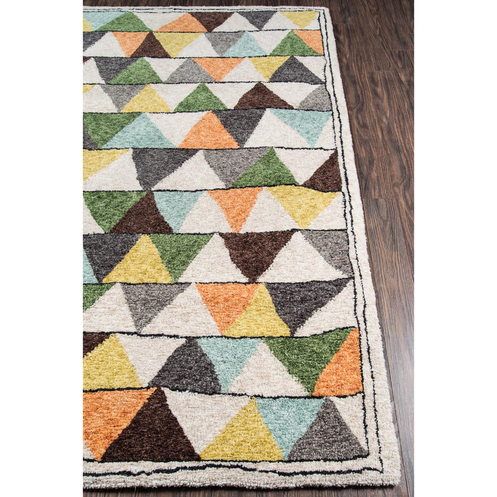 Momeni BUN-1 Multi Bungalow Collection Table Tufted Modern Moroccan Plush Area Rug &amp; Runner - Comfortable Medium-High Pile Rug with Multicolor Triangle Pattern Made of 100% Polyester