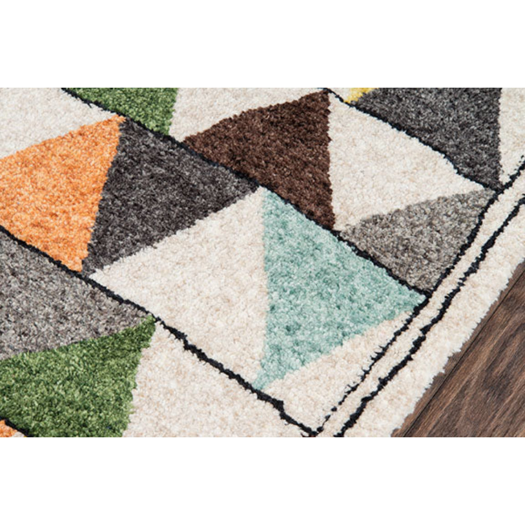 Momeni BUN-1 Multi Bungalow Collection Table Tufted Modern Moroccan Plush Area Rug &amp; Runner - Comfortable Medium-High Pile Rug with Multicolor Triangle Pattern Made of 100% Polyester