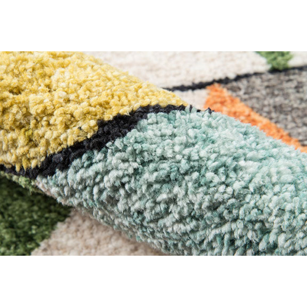 Momeni BUN-1 Multi Bungalow Collection Table Tufted Modern Moroccan Plush Area Rug &amp; Runner - Comfortable Medium-High Pile Rug with Multicolor Triangle Pattern Made of 100% Polyester