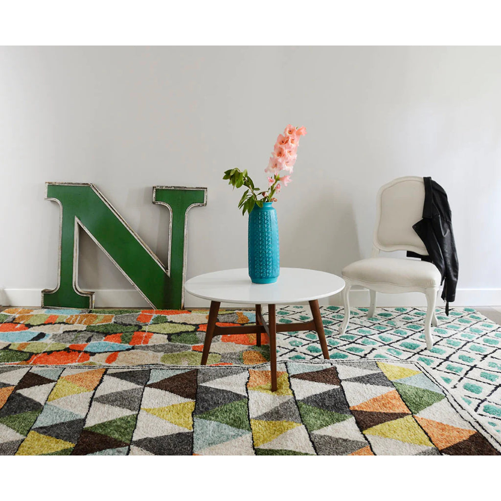 Momeni BUN-1 Multi Bungalow Collection Table Tufted Modern Moroccan Plush Area Rug & Runner - Comfortable Medium-High Pile Rug with Multicolor Triangle Pattern Made of 100% Polyester-