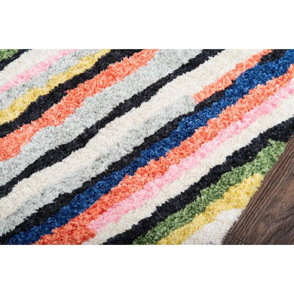 Momeni BUN-4 Multi Bungalow Collection Table Tufted Modern Moroccan Plush Area Rug &amp; Runner - Cozy Medium-High Pile Rug with Multicolor Abstract Design Made of 100% Polyester