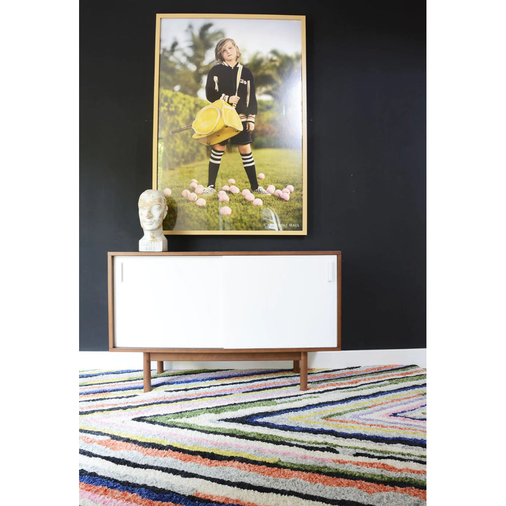 Momeni BUN-4 Multi Bungalow Collection Table Tufted Modern Moroccan Plush Area Rug & Runner - Cozy Medium-High Pile Rug with Multicolor Abstract Design Made of 100% Polyester-