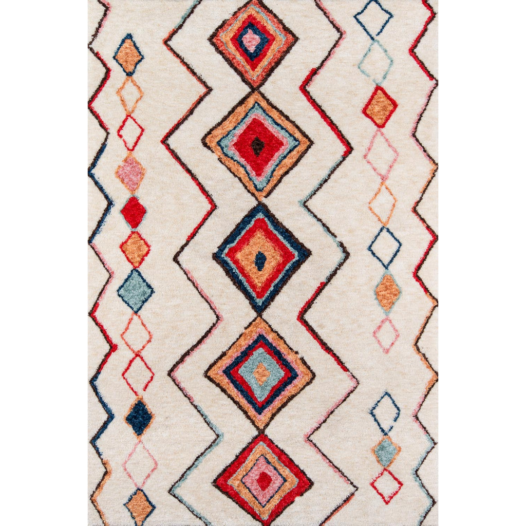 Momeni BUN-6 Multi Bungalow Collection Table Tufted Modern Moroccan Plush Area Rug &amp; Runner - Elegant Medium-High Pile Rug with Multicolor Abstract Design Made of 100% Polyester