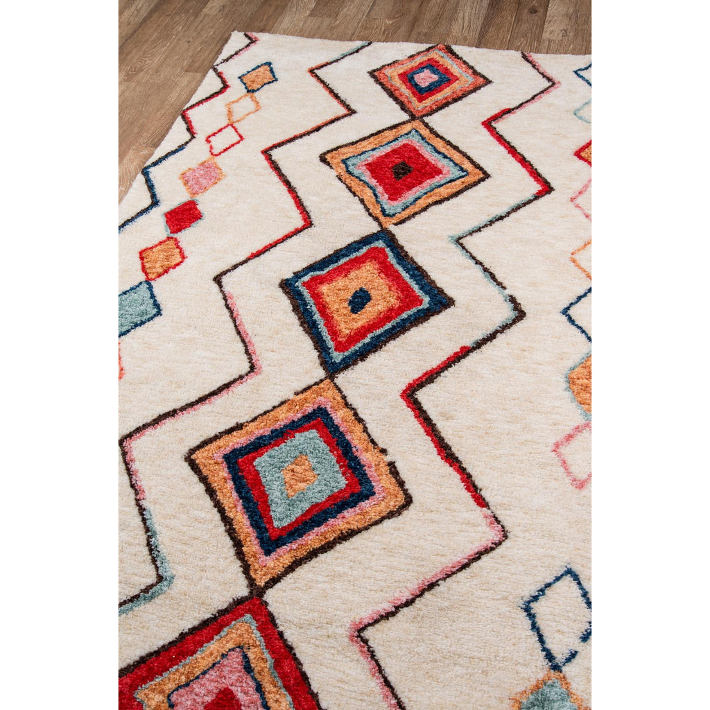 Momeni BUN-6 Multi Bungalow Collection Table Tufted Modern Moroccan Plush Area Rug &amp; Runner - Elegant Medium-High Pile Rug with Multicolor Abstract Design Made of 100% Polyester