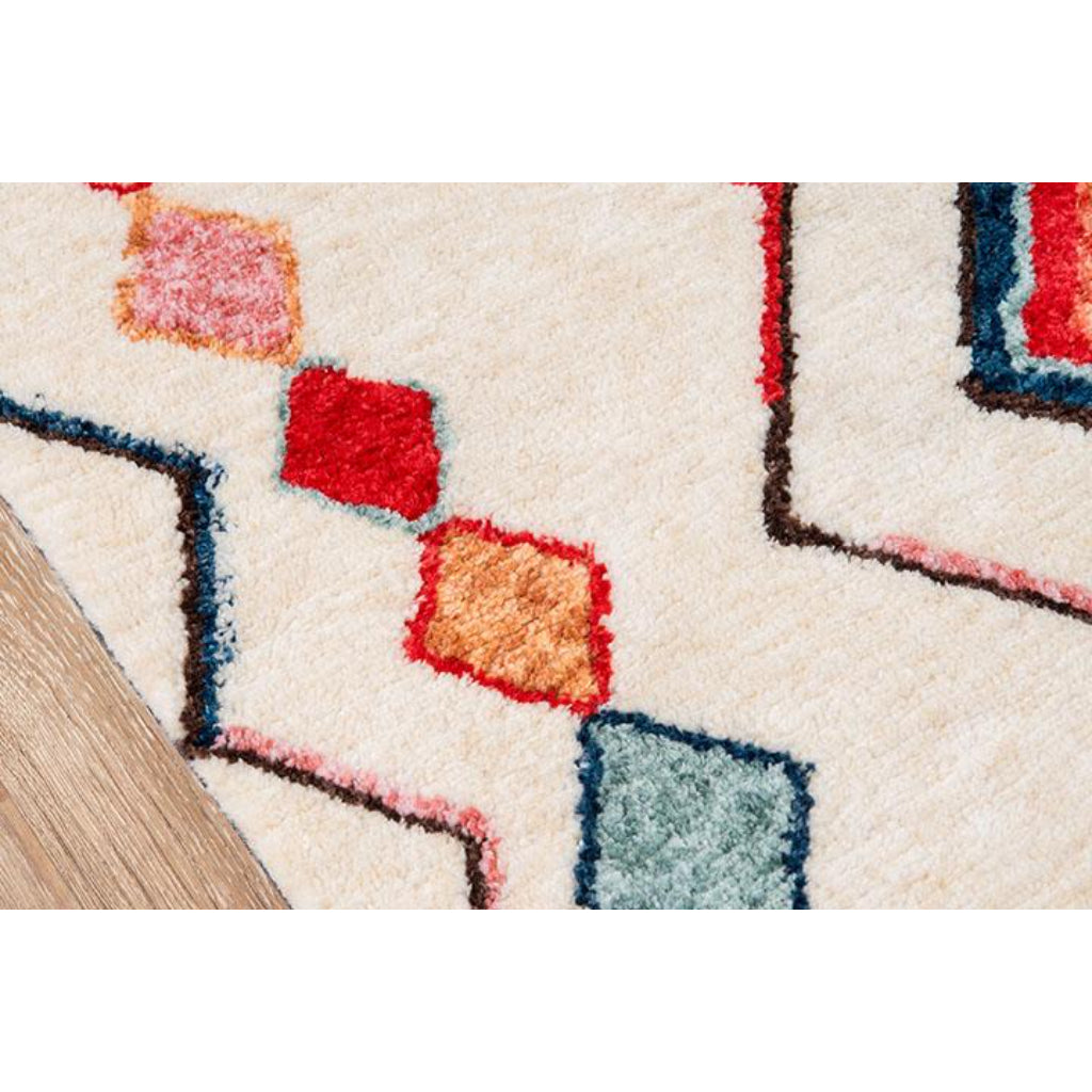 Momeni BUN-6 Multi Bungalow Collection Table Tufted Modern Moroccan Plush Area Rug &amp; Runner - Elegant Medium-High Pile Rug with Multicolor Abstract Design Made of 100% Polyester