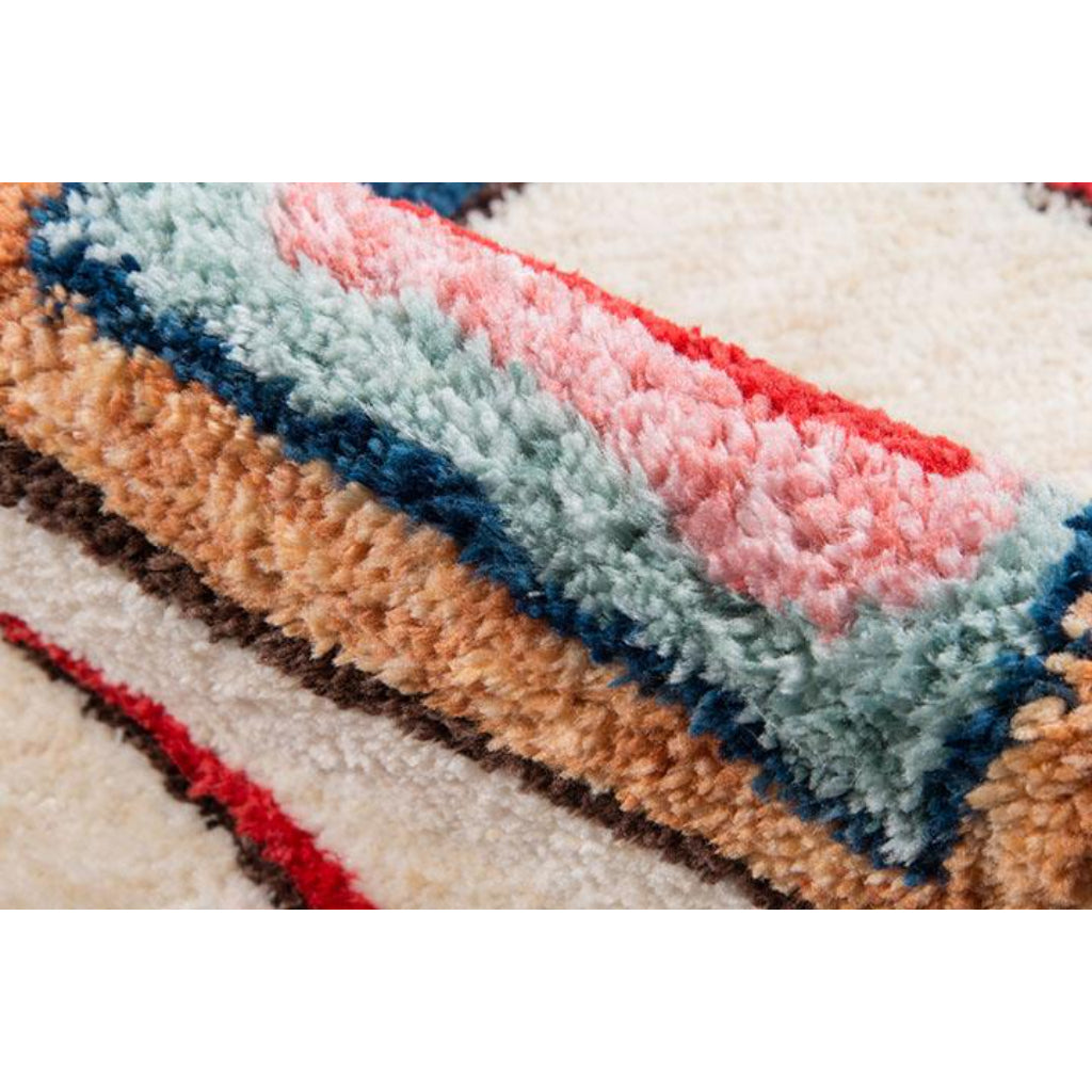 Momeni BUN-6 Multi Bungalow Collection Table Tufted Modern Moroccan Plush Area Rug &amp; Runner - Elegant Medium-High Pile Rug with Multicolor Abstract Design Made of 100% Polyester