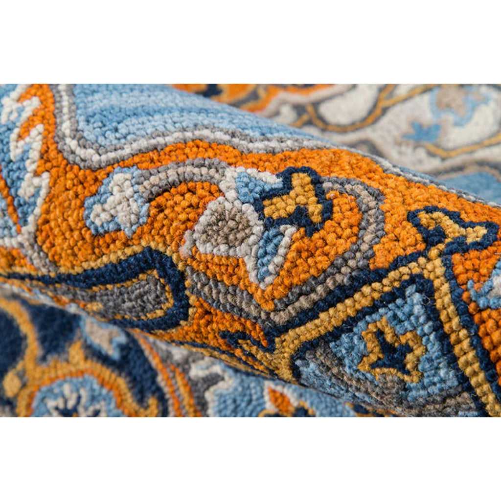 Momeni Ibiza IBI-1 Blue Area Rug &amp; Runner - Traditional Hand Tufted Persian Rug Made of Medium Pile 100% Wool with Medallion Design