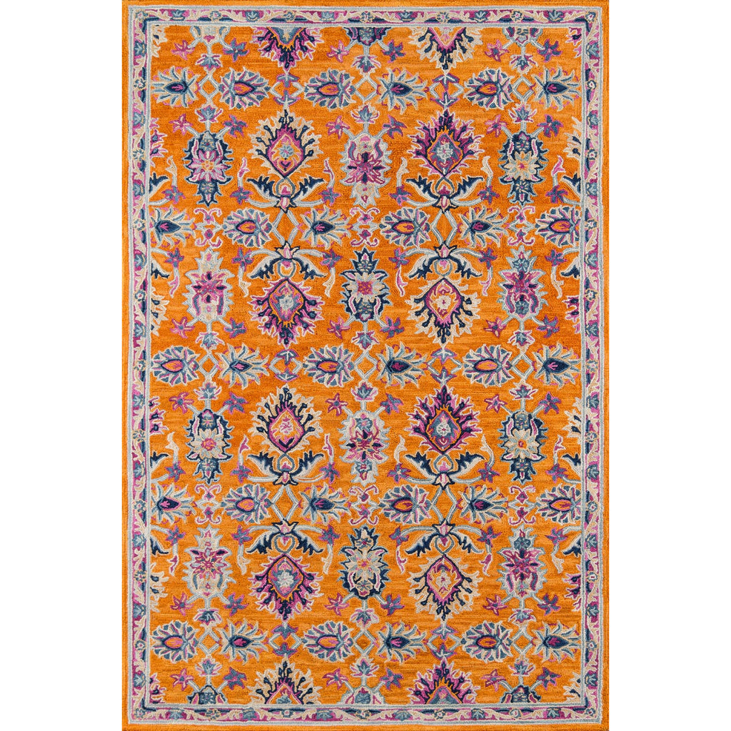 Momeni Ibiza IBI-4 Orange Area Rug &amp; Runner - Elegant Hand Tufted Persian Rug Made of Medium Pile 100% Wool with Floral Design