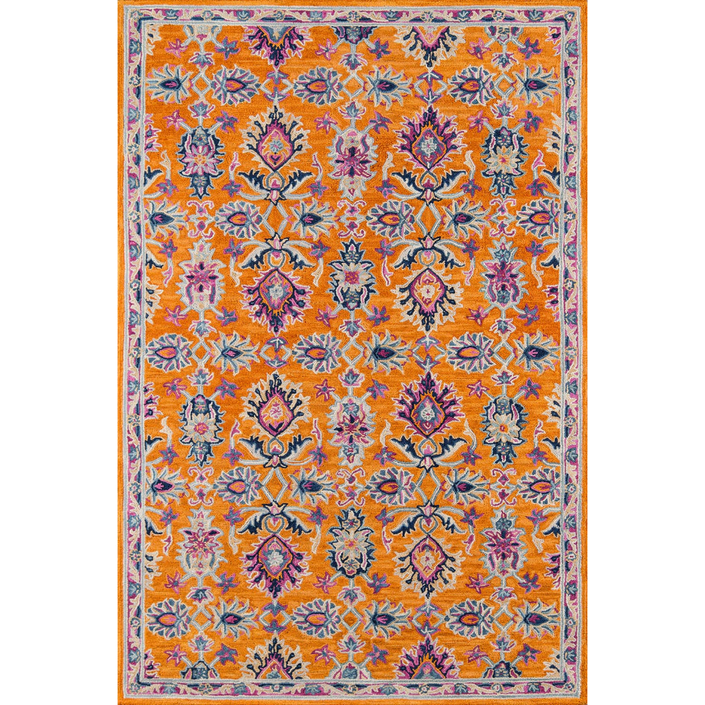Momeni Ibiza IBI-4 Orange Area Rug & Runner - Elegant Hand Tufted Persian Rug Made of Medium Pile 100% Wool with Floral Design-