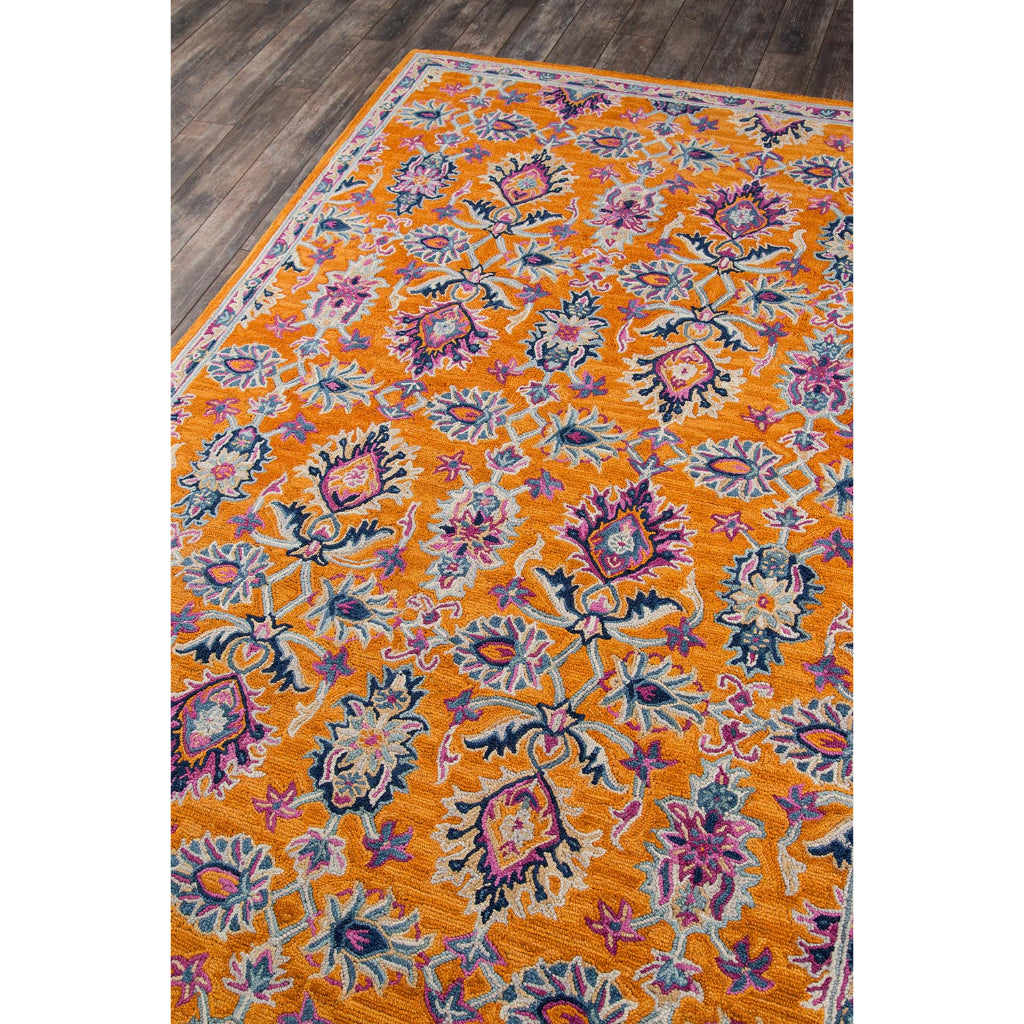 Momeni Ibiza IBI-4 Orange Area Rug &amp; Runner - Elegant Hand Tufted Persian Rug Made of Medium Pile 100% Wool with Floral Design