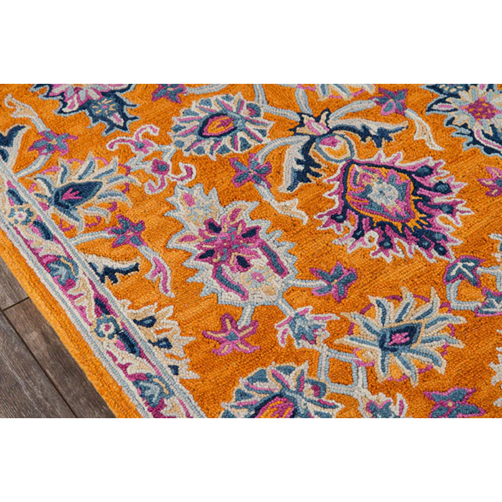 Momeni Ibiza IBI-4 Orange Area Rug &amp; Runner - Elegant Hand Tufted Persian Rug Made of Medium Pile 100% Wool with Floral Design