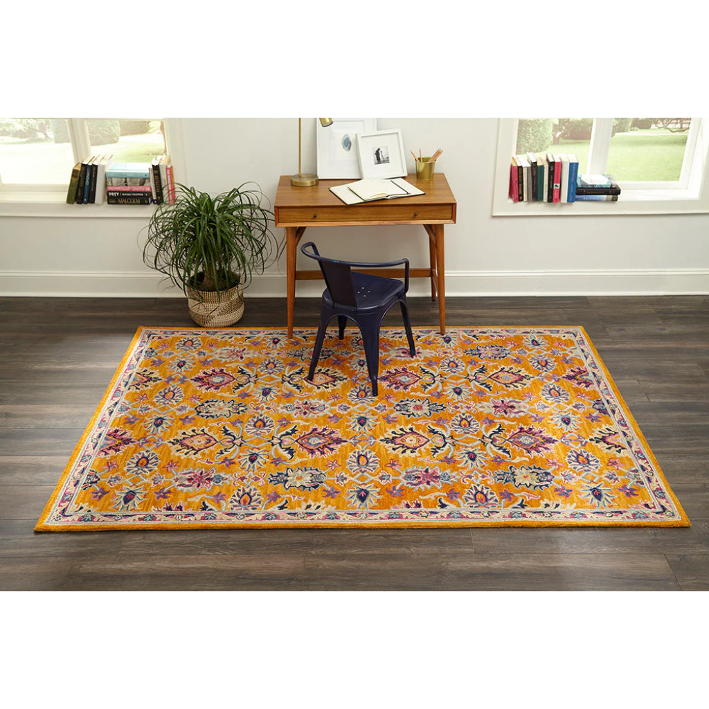 Momeni Ibiza IBI-4 Orange Area Rug &amp; Runner - Elegant Hand Tufted Persian Rug Made of Medium Pile 100% Wool with Floral Design