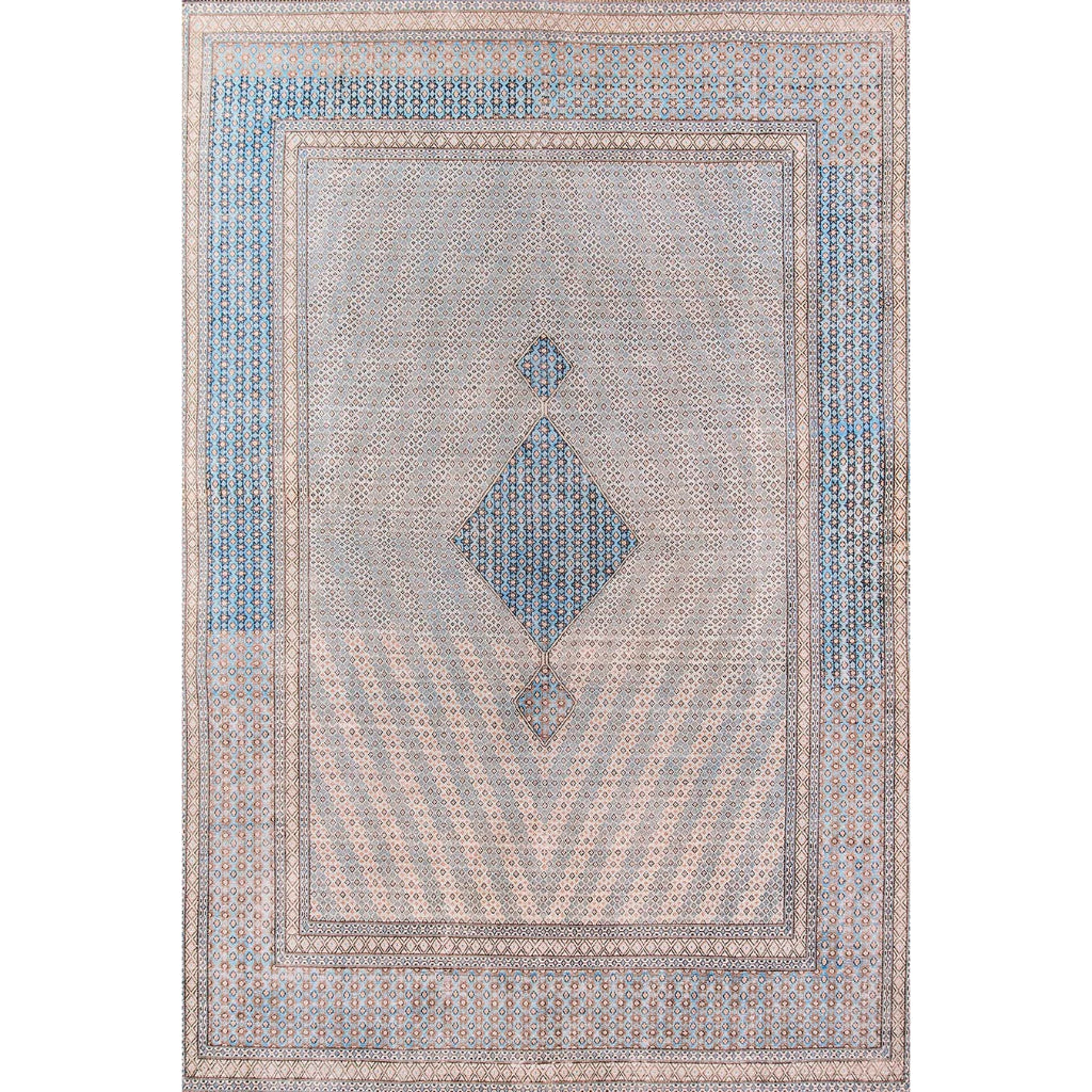 Momeni Afshar AFS-34 Blue Machine Woven Persian Style Area Rug & Runner - Elegant Rug Made of 100% Polyester Chenille with Blue & Rust Brown Traditional Design-