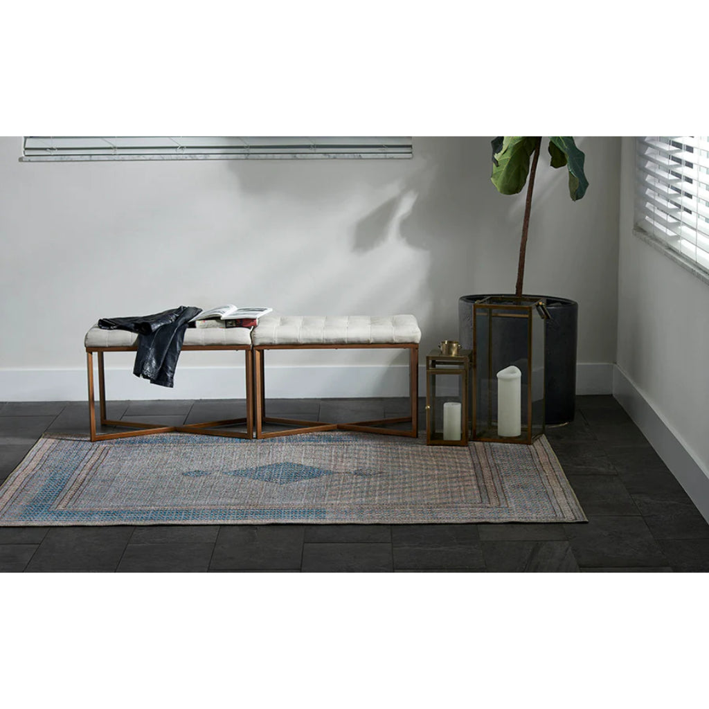 Momeni Afshar AFS-34 Blue Machine Woven Persian Style Area Rug & Runner - Elegant Rug Made of 100% Polyester Chenille with Blue & Rust Brown Traditional Design-